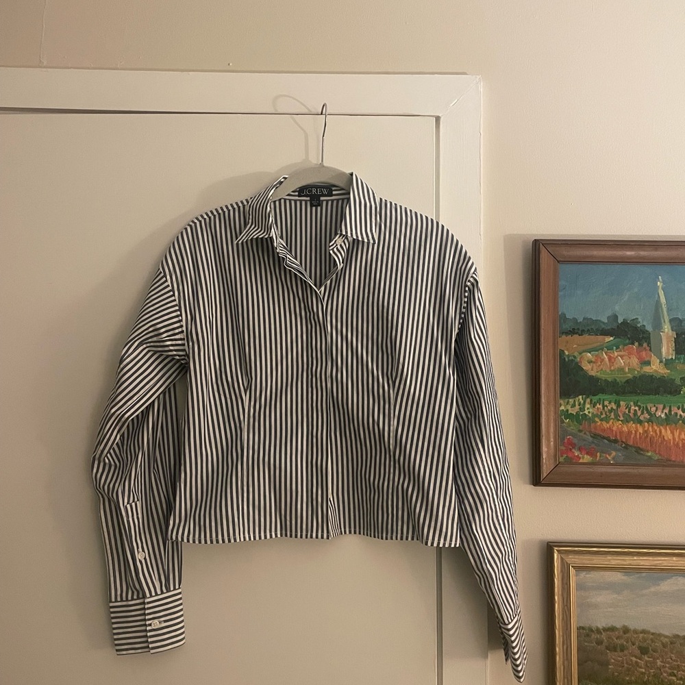 J.Crew XS cropped stripe shirt